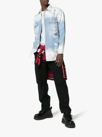 Shop Faith Connexion Slash Paint Print Denim Jacket In Indigo