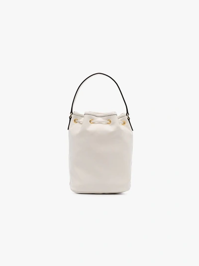 Shop Prada Logo Bucket Bag In White