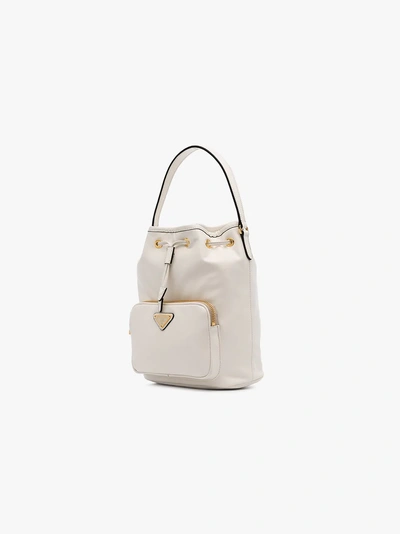 Shop Prada Logo Bucket Bag In White