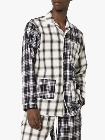 Shop Liam Hodges Check Print Cotton Pyjama Shirt In White