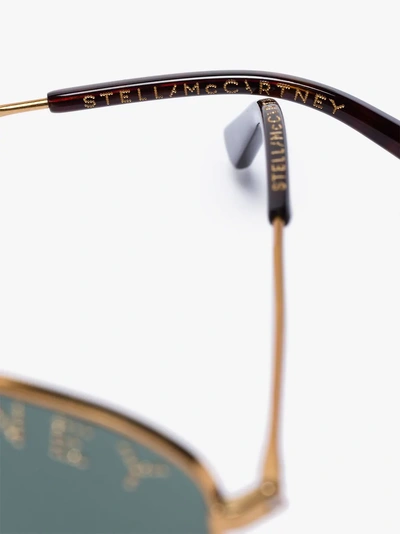 Shop Stella Mccartney Eyewear Black And Gold Tone Stud Logo Aviator Sunglasses