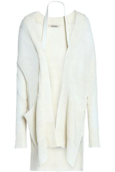 Shop Roberto Cavalli Woman Open-knit Silk Sweater Ivory