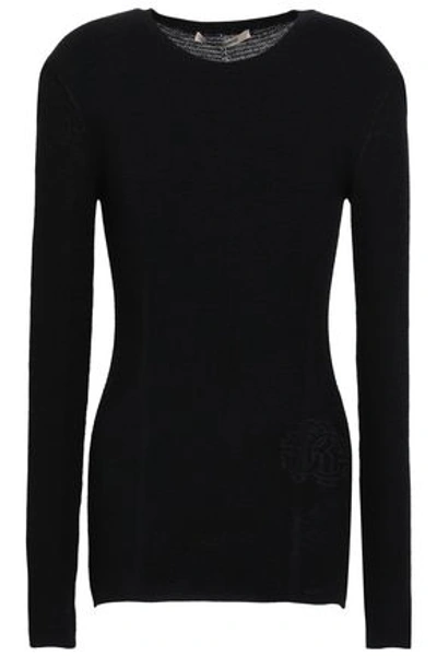 Shop Roberto Cavalli Woman Wool And Cashmere-blend Top Black