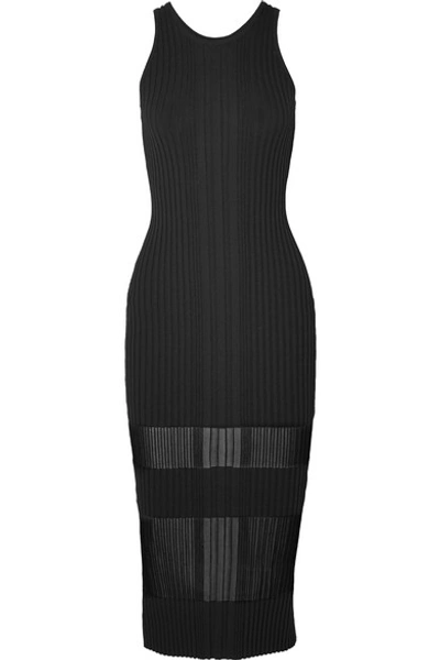 Shop Dion Lee Ribbed-knit Dress In Black