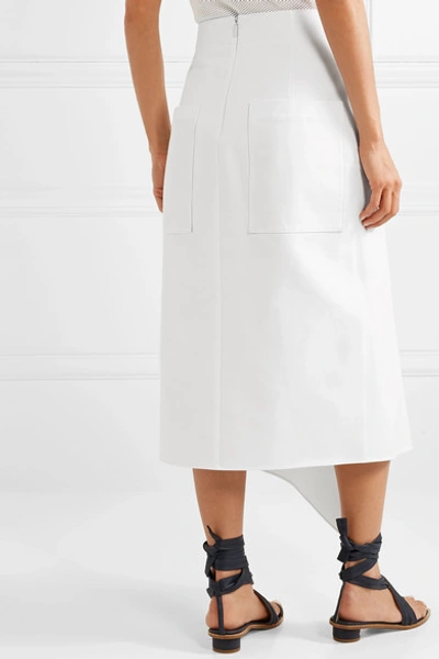 Shop Tibi Asymmetric Compact Cotton Midi Skirt In White