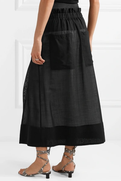 Shop Tibi Layered Wool-blend Midi Skirt In Black