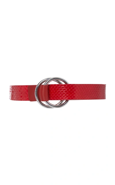 Shop Carolina Herrera Double Wrap Loop Belt In Red