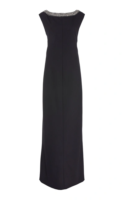 Shop Carolina Herrera Embellished Crepe Dress In Black