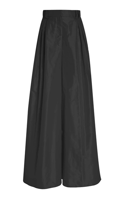 Shop Carolina Herrera Pleated Silk Wide-leg Pants In Black