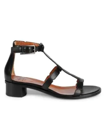 Shop Aquatalia Rise Scalloped Leather Gladiator Sandals In Black