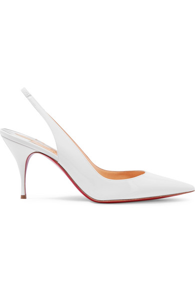 Christian Louboutin Clare 80 Patent-leather Slingback Pumps In White |  ModeSens