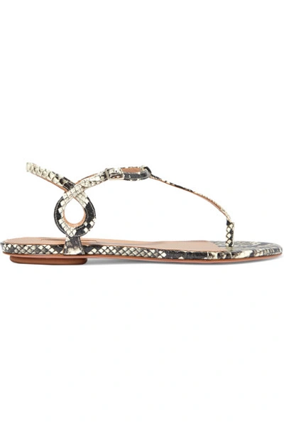 Shop Aquazzura Almost Bare Elaphe Sandals In Snake Print