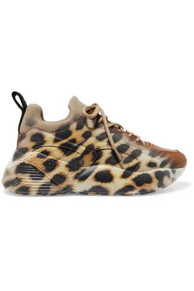 Shop Stella Mccartney Eclypse Neoprene-trimmed Leopard-print Faux Leather Sneakers In Leopard Print