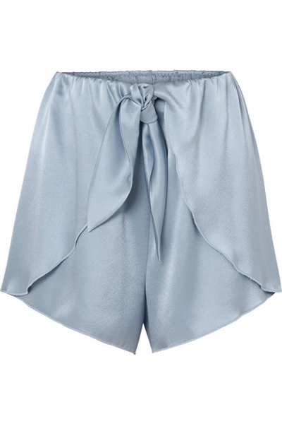Shop Nanushka Naila Knotted Silk-charmeuse Shorts In Sky Blue
