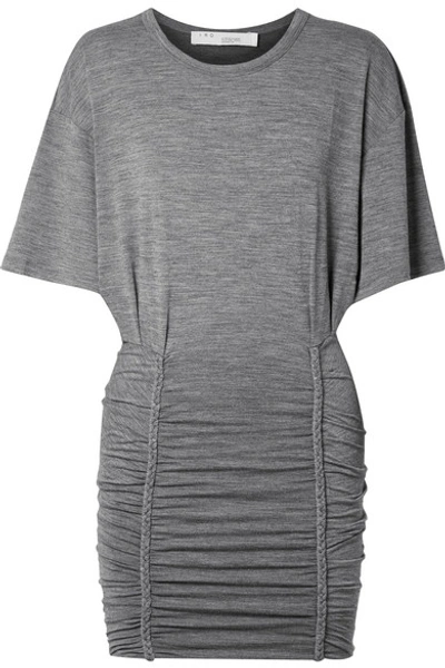 Shop Iro Speedy Ruched Stretch-jersey Mini Dress In Gray