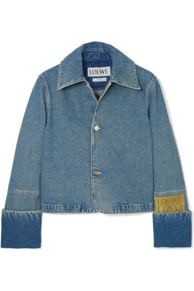 Shop Loewe Cropped Denim Jacket In Indigo