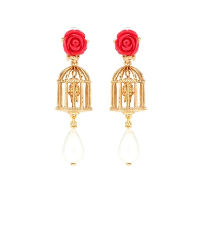 Shop Oscar De La Renta Birdcage Clip-on Earrings In Gold