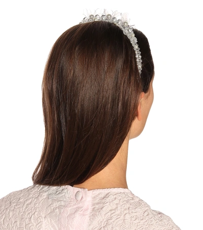 Shop Simone Rocha Crystal And Faux Pearl Headband In Silver