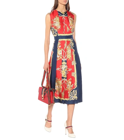 Shop Gucci Printed Silk Midi Dress In Multicoloured