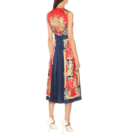 Shop Gucci Printed Silk Midi Dress In Multicoloured