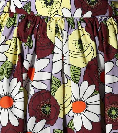 Shop Prada Floral Cotton Midi Skirt In Purple