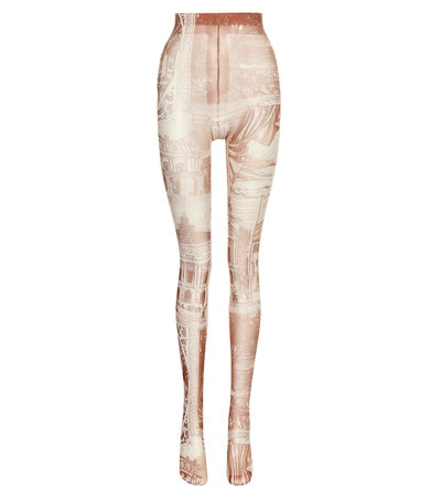 Shop Acne Studios Printed Tights In Brown