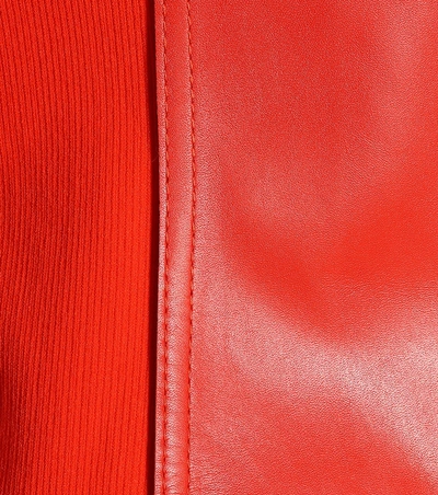 Shop Acne Studios Leather And Ribbed-knit Top In Red