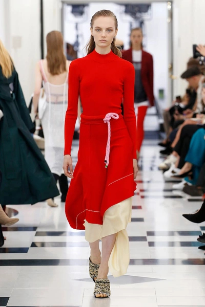Shop Victoria Beckham Knit Midi Skirt In Red