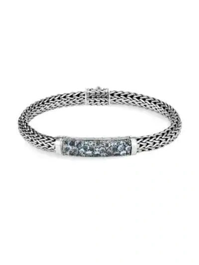 Shop John Hardy Classic Chain Silver & Gemstone Small Bracelet In London Blue Topaz