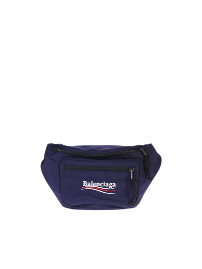 Shop Balenciaga Branded Belt Bag In Blue