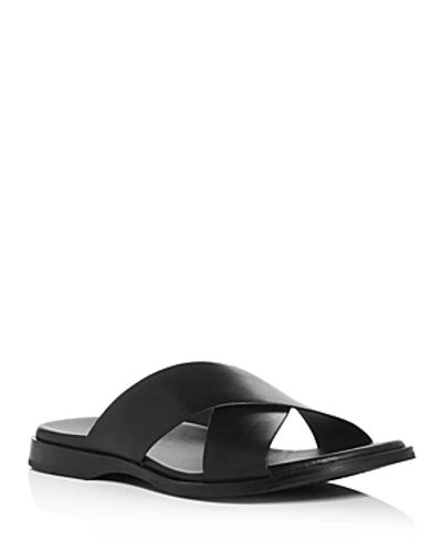 Shop Cole Haan Men's Goldwyn 2.0 Crisscross Leather Slide Sandals In Black