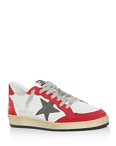 Shop Golden Goose Men's Distressed Leather Low-top Sneakers In White Leather