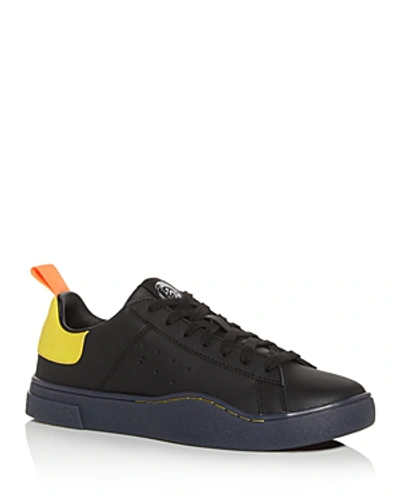 Shop Diesel Men's S-clever Leather Low-top Sneakers In Yellow