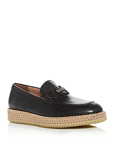 Shop Ferragamo Men's Leather Apron-toe Loafers In Nero