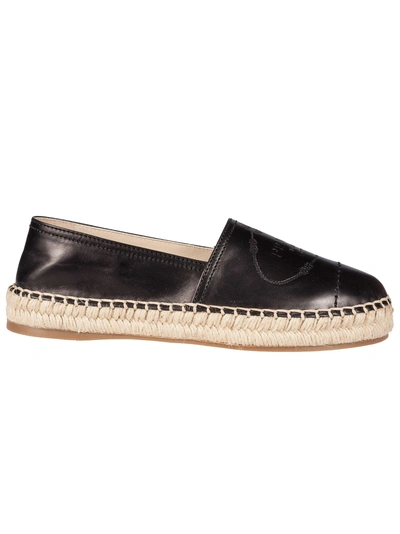 Shop Prada Logo Espadrilles In Nero