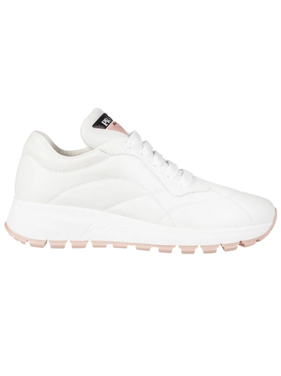 Shop Prada Running Sneakers In Bianco/orchidea