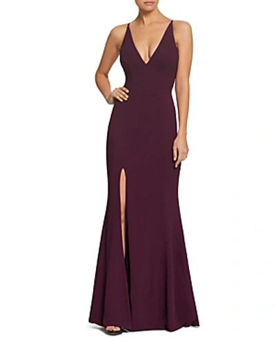 Shop Dress The Population Iris Plunging Mermaid Gown In Plum