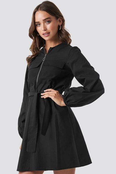 Shop Trendyol Zipper Detailed Dress Black In Navy