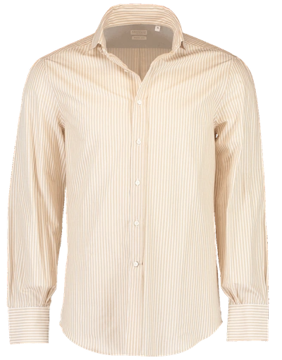 Shop Brunello Cucinelli Cotton Stripe Shirt In Caramel