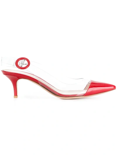 Shop Gianvito Rossi Pointed Transparent Pumps - Red