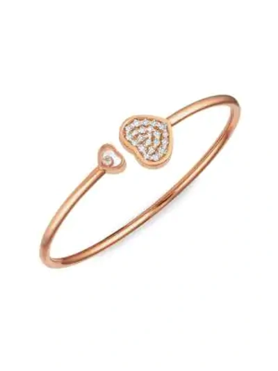 Shop Chopard Happy Hearts 18k Rose Gold & Diamond Bangle