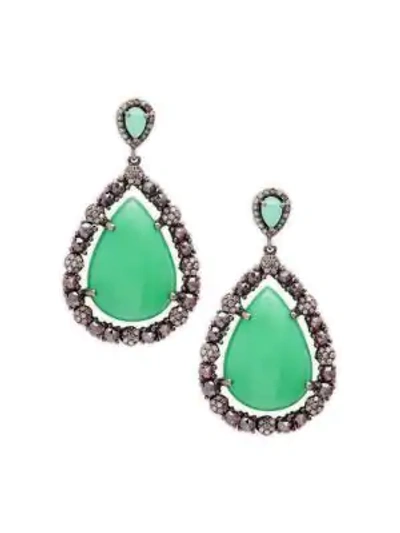 Shop Bavna Sterling Silver, Chrysoprase & Diamond Drop Earrings