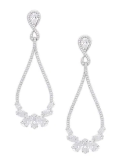 Shop Adriana Orsini Crystal Cluster Drop Earrings In Rhodium