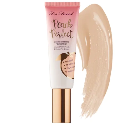 Shop Too Faced Peach Perfect Comfort Matte Foundation - Peaches And Cream Collection Shortbread 1.6 oz/ 48 ml