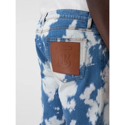 Shop Burberry Straight Fit Monogram Motif Bleached Denim Jeans In Light Indigo