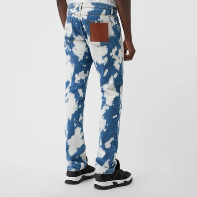 Shop Burberry Straight Fit Monogram Motif Bleached Denim Jeans In Light Indigo