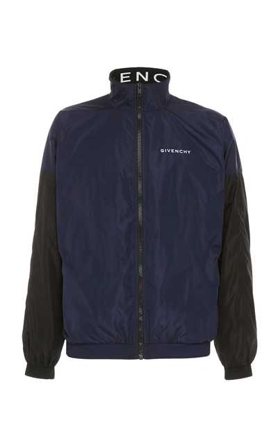 Shop Givenchy High-necked Two-tone Shell Jacket In Black