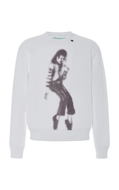 Shop Off-white Mj Printed Cotton Sweatshirt In Black/white