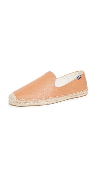 Shop Soludos Leather Smoking Slippers In Tan
