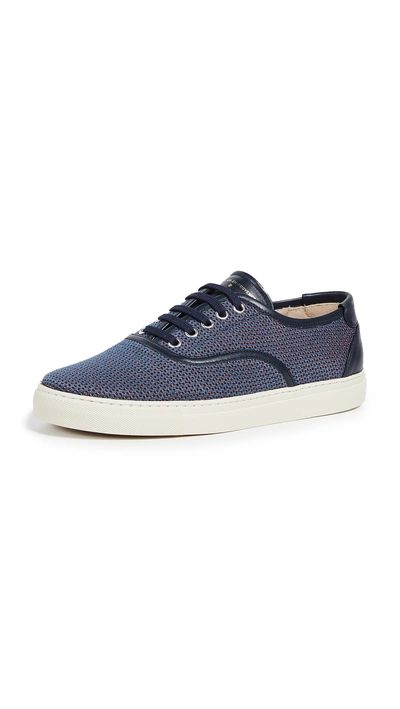 Shop Zespà Cotton Jacquard Low Top Sneakers In Navy